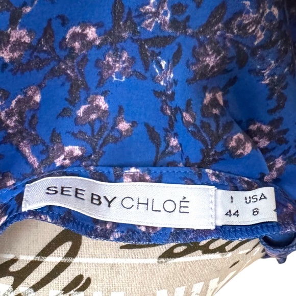See by Chloé Floral Blouse – Size 44 (US 8) – Vibrant Blue Print - Picture 4 of 7